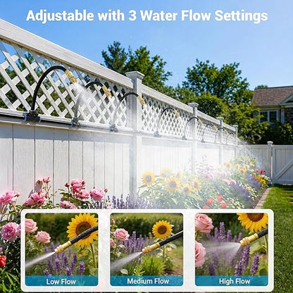 Thiswing 200FT 360° Adjustable Irrigation System for Garden – 1/4" Tubing with 36 Nozzles, Automatic Watering Misting System, Sprinkler for Garden, Raised Bed, Lawn, Plants
