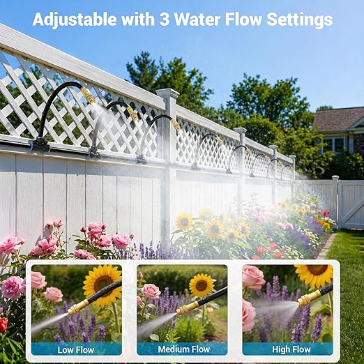 Thiswing 100FT 360° Adjustable Irrigation System for Garden | 1/4" Tubing, Automatic Watering Misting System with 18 Nozzles, Sprinkler for Garden, Raised Bed, Lawn, Plants