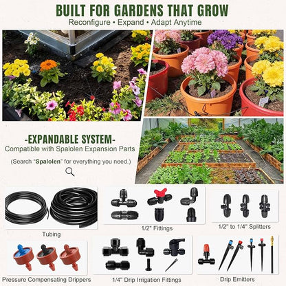 20PCS Push-to-Fit Drip Irrigation Mister Emitters with T-Connectors, Copper 360° Adjustable Bendable Atomizing Nozzles for 1/4" Tubing, Micro Spray Nozzles for Garden Greenhouse Raised Beds