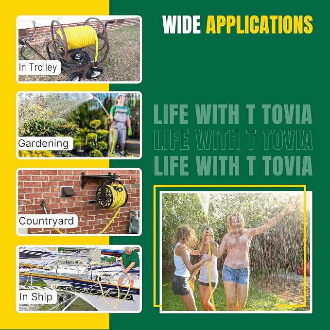 5/8 in x 75ft Garden Hose Triple Layer,All Weather Hybrid Water Hose,Lightweight,Kink Free.Flexible Garden Hose with 3/4'' Aluminum Fittings,Watering Equipment for Outdoor, Backyard, Lawn