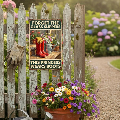 Garden Decor Sign This Princess Wears Boots Wall Art | Garden Enthusiasts • Porch Patio Display • Garden Theme • Rustic Farmhouse Style • UV Printed • 8x12 Inch