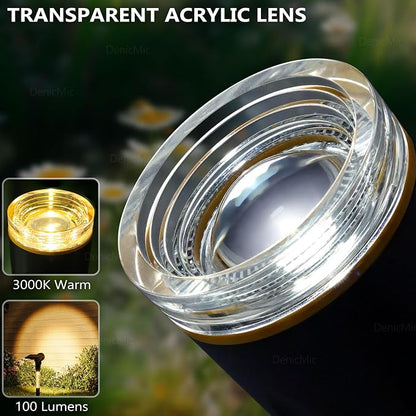 DenicMic Solar Spot Lights Outdoor Waterproof 3000K Warm White Lens LED Adjustable Angle Solar Lights Outdoor for Yard Garden Patio Wall Landscape Lighting Outside 4 Pack