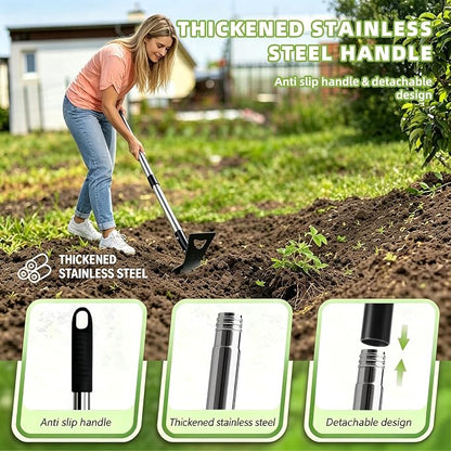 Weed Puller Tool with Long Handle (58IN) & Gloves, 2-in-1 Gardening Hand Tools Weeds Remover, Weeder Rake & Garden Hoe Combo, Manual Weeding Puller Tool for Garden Yard Patio Lawn
