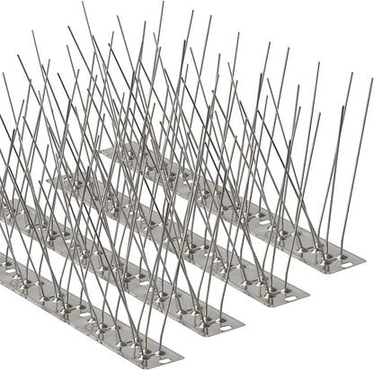 Bird Spikes,4Pcs,Stainless Steel Spikes with Base,Keep Woodpeckers Pigeon Raccoons Away,Anti Climb Spikes for Graden Patio Fence,3.28Ft