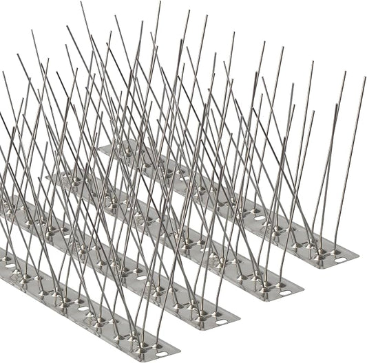 Bird Spikes,4Pcs,Stainless Steel Spikes with Base,Keep Woodpeckers Pigeon Raccoons Away,Anti Climb Spikes for Graden Patio Fence,3.28Ft