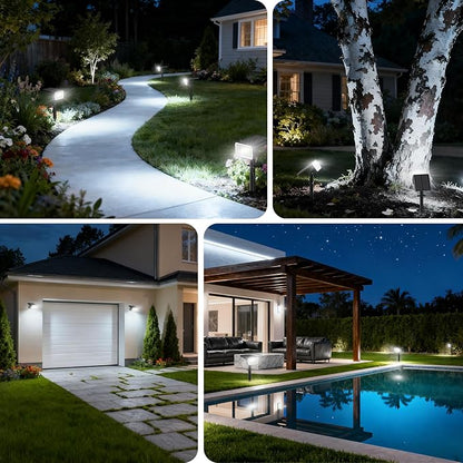 800 Lumens Solar Spot Lights Outdoor, 8 Pack Solar Landscape Lights with 100 LEDs Each, 4 Lighting Modes, IP65 Waterproof, 2-in-1 Solar Spotlights for Yard Garden Pathway Driveway(Cool White)