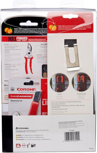 Corona Tools SP 6250 Aluminum Bypass Pruner Kit With Universal Tool Pouch and Carbide Sharpening Tool