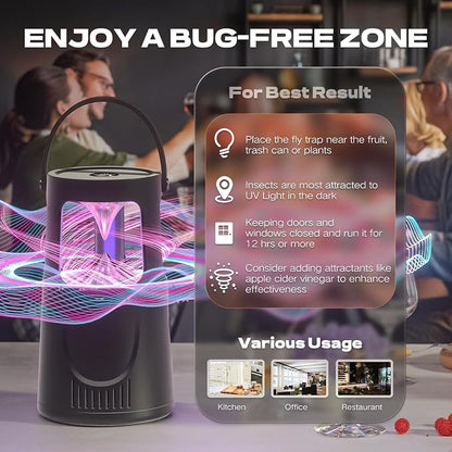 Fly Traps Indoor, Fruit Fly Trap for Home, Flying Insect Trap with Suction, Mosquito Traps Indoor & 10 Pcs Sticky Glue Boards, Gnat Traps for House Indoor