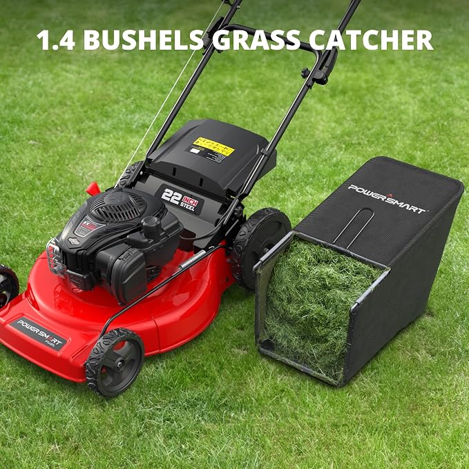 PowerSmart Gas Lawn Mower 22-Inch, Self-Propelled with 3-in-1 Mulching System, 150cc B&S Engine & 6 Cutting Heights, Rear-Wheel Drive, Durable Steel Deck for Yard
