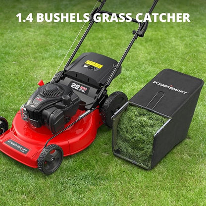 PowerSmart 22” Gas Lawn Mower, 150cc B&S Engine, Self-Propelled, 3-in-1 Mulching System, 6 Cutting Heights, Rear-Wheel Drive, Durable Steel Deck for Yard