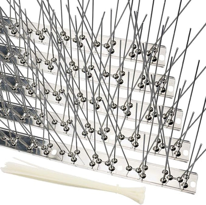 Bird Spikes Cover 43Feet Stainless Steel Pigeons Spikes(40pcs) | Easy to install, zip ties and gloves
