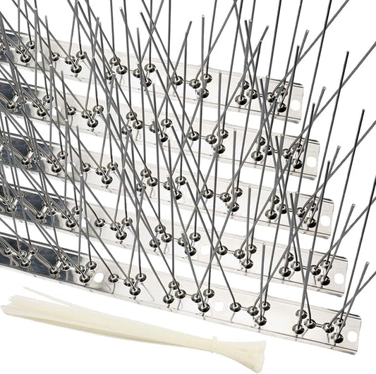 Bird Spikes Cover 43Feet Stainless Steel Pigeons Spikes(40pcs) | Easy to install, zip ties and gloves