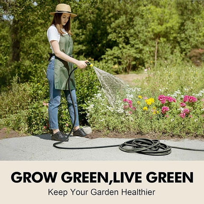 Lightweight Short Garden Hose Leader 5ft, 5/8" Hybrid Rubber Short Hose with Solid Brass Fitting, Male to Female Connectors