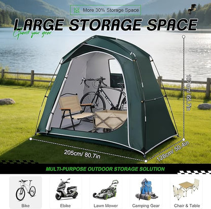 Bike Storage Tent Outdoor, Waterproof Bicycle Shed for 4-5 Bikes, PU4000 210D Oxford, Fiberglass Frame, Rain-Blocking Awning Design, Outdoor Storage for Bikes, Lawn Mower, Garden Tools Green