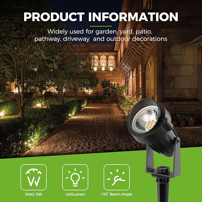 L LOHAS LED Dusk to Dawn Plug in Spot Lights Outdoor, Warm White, 1 Pack | Dusk to Dawn Sensor, 5W 120V 450LM, 9.84-ft Cord, IP66 Waterproof, UL Listed Pathway Garden Outside Lights