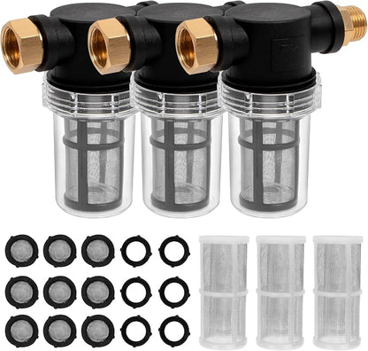 BEETRO Garden Hose Filter for Pressure Washer Inlet Water, Sediment Filter Attachment, with 100 Mesh and 40 Mesh Screen, 3 Sets