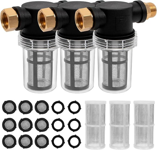 BEETRO Garden Hose Filter for Pressure Washer Inlet Water, Sediment Filter Attachment, with 100 Mesh and 40 Mesh Screen, 3 Sets
