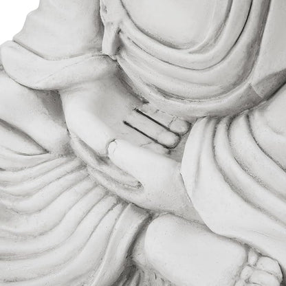 Glitzhome 29.5-inch Zen Meditation Buddha Garden Statue, White Oversized Tall Large Indoor and Outdoor Sculpture, Hand-Finished MGO & Fiberglass Decor for Home Patio Yard