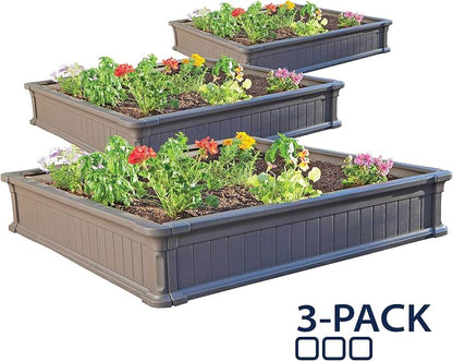 LIFETIME 60069 Raised Garden Bed Kit, 4 x 4', Brown