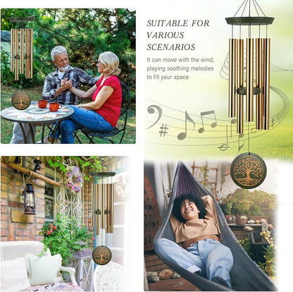 ASTARIN Memorial Wind Chimes for Outdoor & Gifts – Engraved Tree of Life, 36” Durable Metal Chimes with Soothing Melodies, Waterproof & Customizable Tones