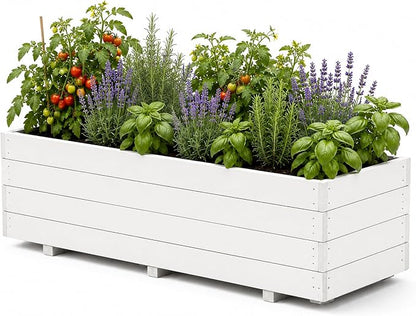 Fir Wood Raised Garden Bed Rectangular Planter for Outdoor Tomato Planter | For Herbs & Flowers Garden Includes Fabric Planter Liner, 4 Drainage Holes