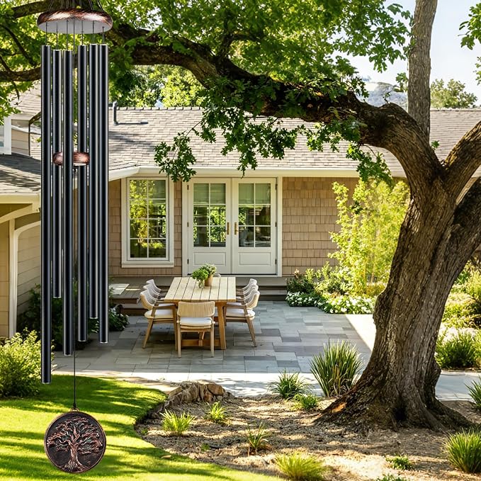 60 Inch Large Wind Chimes for Outside, Deep Tone Tree of Life Decor | Deep relaxing tones, 60-inch size, weather-resistant aluminum, Tree of Life design, gift boxed and ready to hang