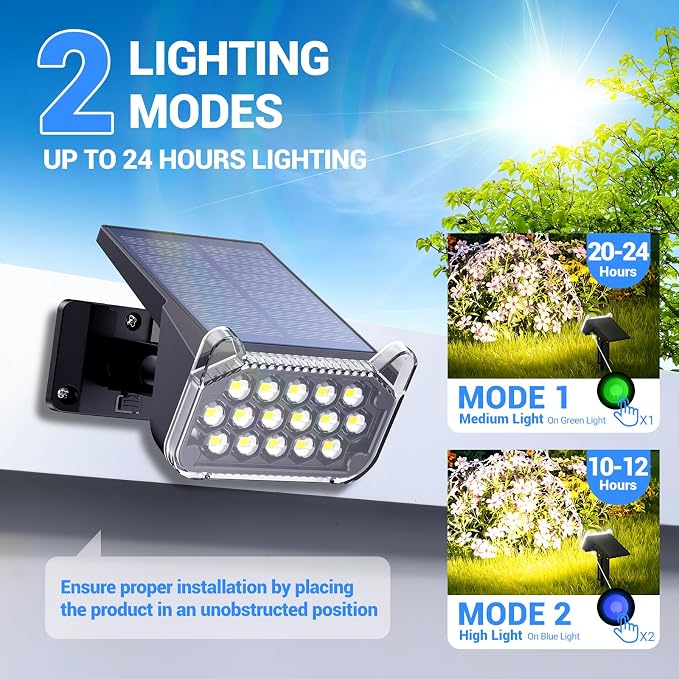 Solar Spot Lights Outdoor Waterproof IP65, Super Bright LEDs with Lens, 2 Lighting Modes, 2 in 1 Auto On/Off Solar Powered Spotlights for Outside Landscape Holiday Decor, 6 Pack, Warm White