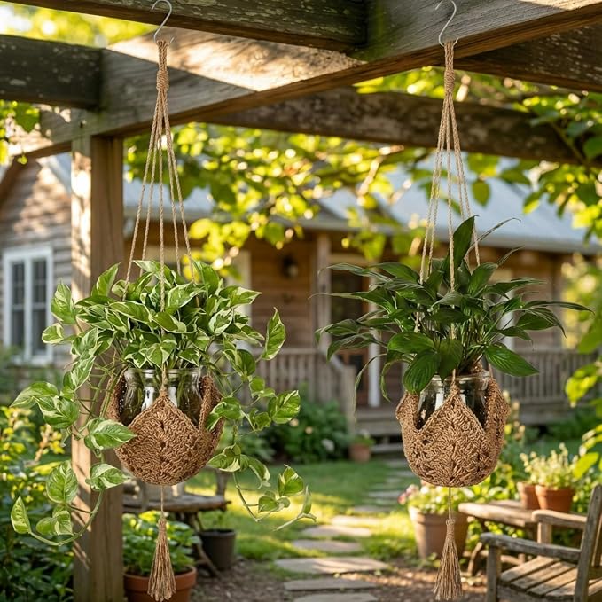 Shappy 1 Pack Boho Macrame Plant Hanger, Large Hanging Planter Plant Holder Pot Hanger Hanging Basket Wall Planters, Plants Lover Gift for Indoor Garden (Classic,Brown)