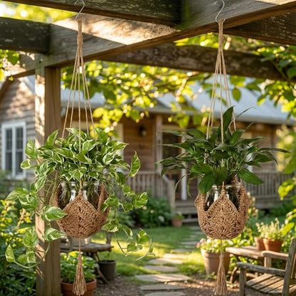 Shappy 1 Pack Boho Macrame Plant Hanger, Large Hanging Planter Plant Holder Pot Hanger Hanging Basket Wall Planters, Plants Lover Gift for Indoor Garden (Classic,Brown)