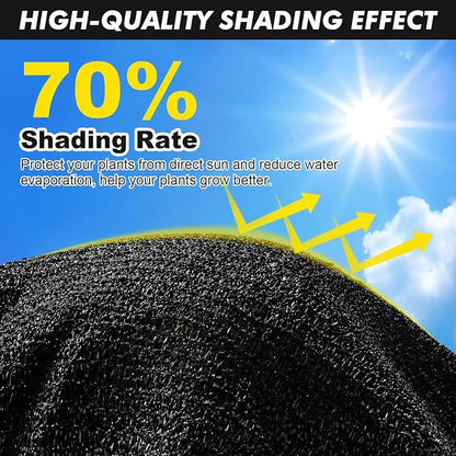 Artpuch 70% Black Garden Shade Cloth Roll for Plants, Sun Shade Cover Fabric Roll with UV Block Shades Netting Mesh Privacy Fence Screen for Greenhouse, Backyard, Patio, 6' x 100 FT