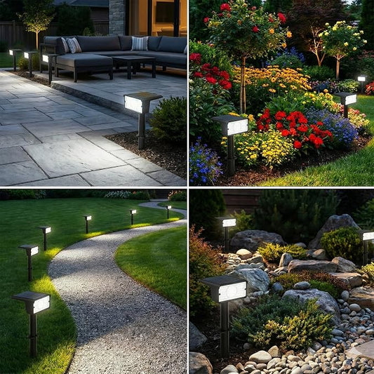T-SUN Solar Spot Lights Outdoor 4 Pack, 49 LED 2 Lighting Modes, IP65 Waterproof Solar Landscape Spotlights, Dusk to Dawen LED Lights for Yard, Garden, Driveway, Pathway (White)