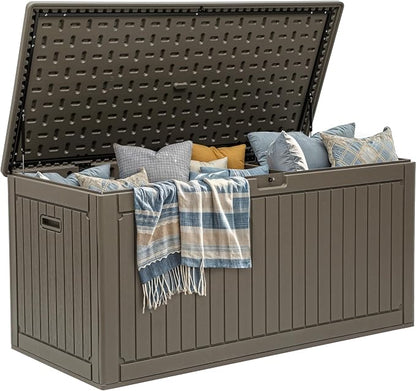 YITAHOME 320 Gallon Double-Wall Deck Box with Divider & Side Handles | Outdoor Large Storage for Patio Furniture Cushions, Garden Pool Accessories, Water Resistant & Lockable
