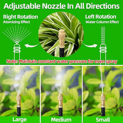 200 Ft Drip Irrigation System for Garden - Drip Irrigation Kit with 40 360°Adjustable Copper Nozzles Hose, Automatic Atomizing Plant Watering Sprinkler System for Yard, Lawn, Greenhouse, Potted