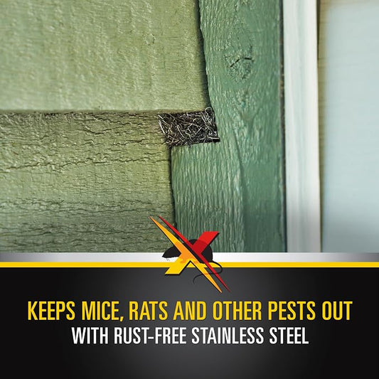 Xcluder Rodent Control Fill Fabric, Large DIY Kit with Inspection and Fit Tool, Stainless Steel Wool, Stops Rats and Mice