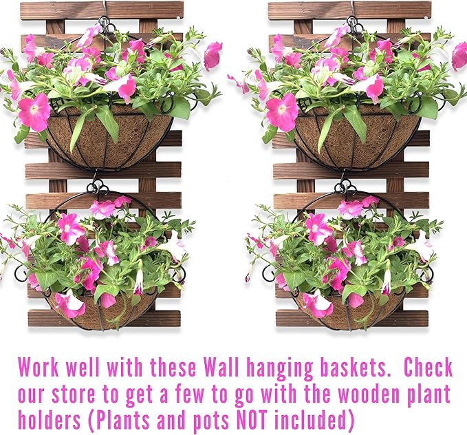 ShopLaLa Wall Planter (60cm, 2 Pack) Hanging Planters for Indoor Plants | Wall Mount Plant Stand Ladder Outdoor Vertical Garden Unique Live Orchid Planter Holder Display Large Wall Decor