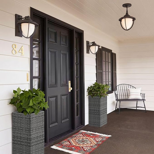 SUNNYPARK 2 Pack Tall Planters for Outdoor Rattan Square Box 12x12x24inch | All-Weather, Handmade PE Rattan, Removable Liner, Indoor Outdoor, Patio Porch Garden, Modern Design for Plants Flowers