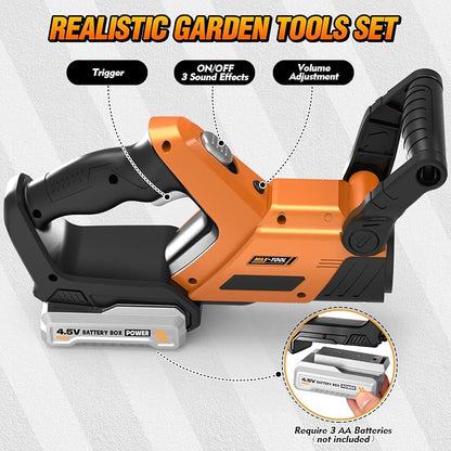 Kids Tool Set, 3-IN-1 Toddler Power Garden Tools with Lights and Sounds, Toy Weed Wacker, Toy Leaf Blower, Hedge Trimmer, Yard Tools Outdoor toys for Boys, Birthday Gifts for Kids Ages 3 4 5 6 7 8+