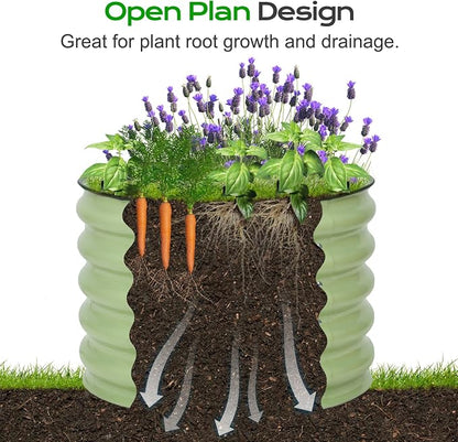 Aoodor 2 Pack 17" Tall 24" Metal Raised Garden Bed, Outdoor Planter Box and Raised Garden Kit for Vegetables, Flowers, and Herbs, Olive Green