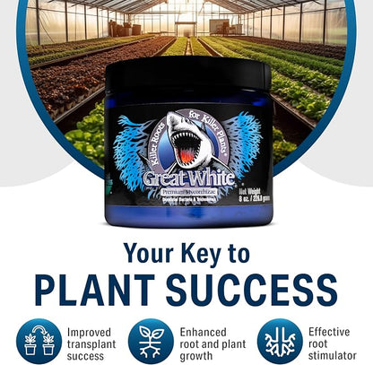 Great White Mycorrhizal Fungi 4 oz, Beneficial Bacteria for Plant Growth, Root Stimulator, Concentrated 3-in-1 Formula by Plant Success