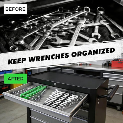 20-Piece Magnetic Tool Organizer Set, 1/4", 3/8", 1/2" SAE & Metric Socket Organizers, 2 Large Wrench Holders, 24-Slot Wrench Rails, Plier and Screwdriver Wall Mount Storage