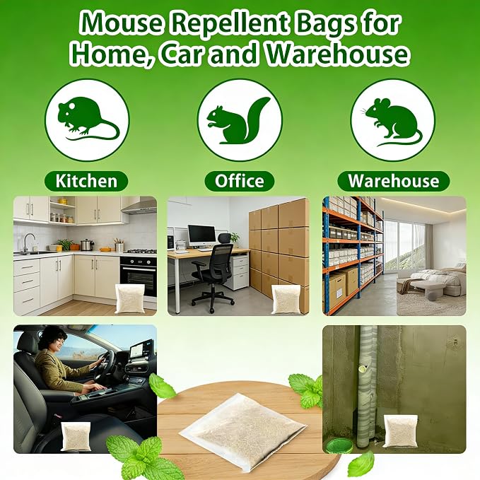Mole Repellent Pouches for Yard Outdoor Mouse Repellent Squirrel Repellent 10Pack Pouches Natural Rodent Repellent Indoor to Get Rid of Rats, Mice, Squirrels - Rat Repellents for House and Outdoor
