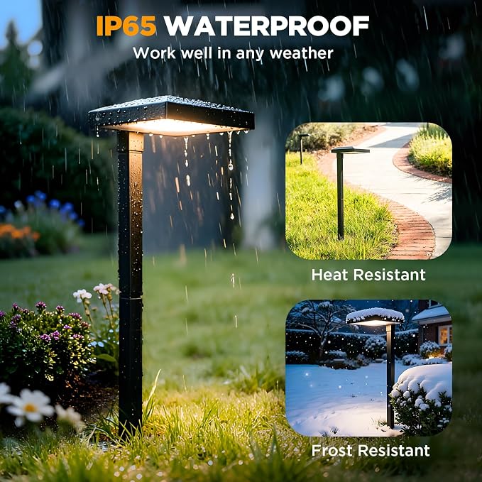 LUTEC 12 Pack Low Voltage Pathway Lights, Aluminum 12V Landscape Lighting with Connectors，IP65 Waterproof Anti-Glare Wired LED Pathway Lights, 5W 500LM Warm White 3000K for Pathway, Yard, Garden