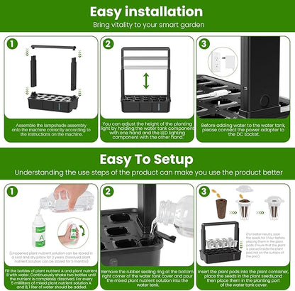 Hopegarden Indoor Garden Hydroponics Growing System: 15 Pods Plant Germination Kit Herb Vegetable Growth Lamp Countertop with LED Grow Light - Hydrophonic Planter Grower Harvest Lettuce