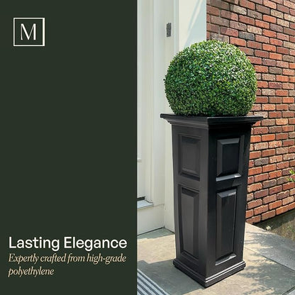 Mayne Nantucket 32-Inch Tall Planter – Self-Watering, Weather-Resistant Planter for Flowers – Durable Outdoor Design for Patio, Porch, or Entryway