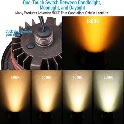 LEONLITE 6-Pack Dia.4 Inch 5CCT Well Lights Shielded Top Oil Rubbed Bronze | 1800K/2700K/3500K/4000K/5000K, 12-24V AC/DC, CRI90, Landscape LED In Ground Outdoor, Low Voltage Garden Landscaping, Aluminum