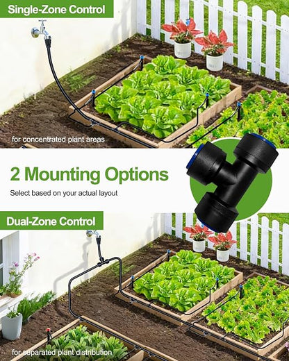 240FT Drip Irrigation System Kit, Quick-Connect Garden Watering System with 20FT 1/2" Main Line & 200FT 1/4" Tubing, 3 Adjustable Emitters for Raised Beds, Greenhouse, Lawn, Patio