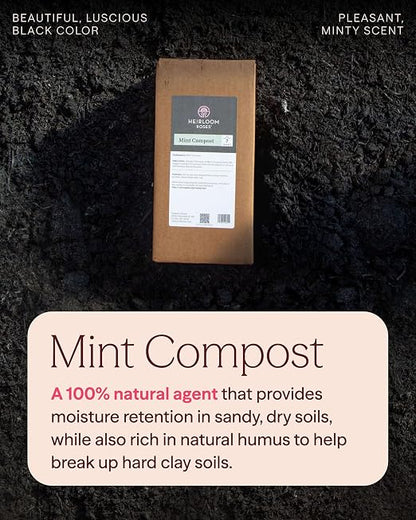 Heirloom Roses Mint Compost,100% Natural,Top Soil Amendment for Rose Planting, Rich in Micronutrients and Nitrogen for Garden Vegetables and Flowers, 7 Quart Box