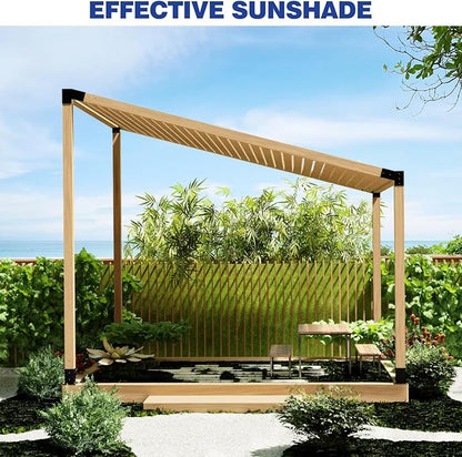 Pergola Kit, Slanted Roof Pergola Bracket, 3-Way Brackets with Post Base Kit, Log Cabin Outdoor 4"x 4" (Actual 3.5" X 3.5") Lumber