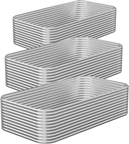 3 Pack Tall Corrugated Galvanized Steel Raised Garden Bed Outdoor, Metal Above Ground Garden Bed for Vegetables and Flowers, Raised Beds for Gardening-4x2FT