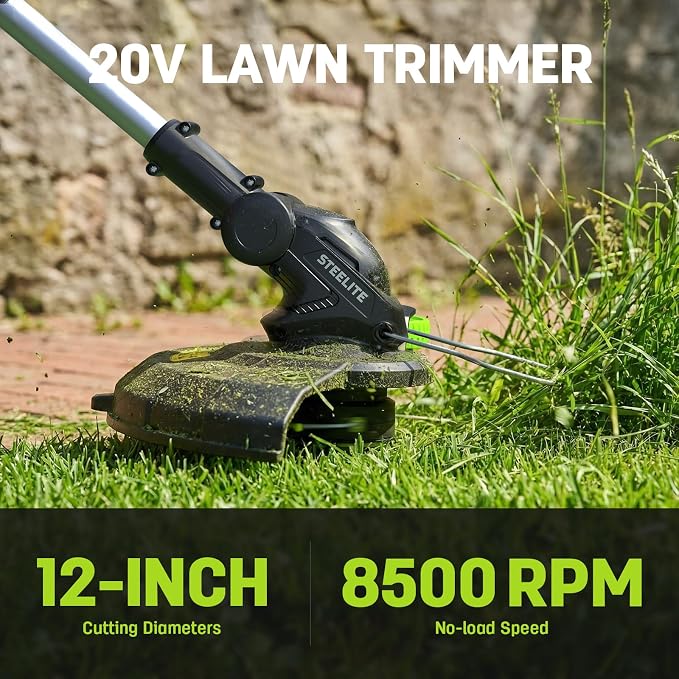 STEELITE 40V(2x20V) 17-inch Electric Lawn Mower, 12-Inch Cordless String Trimmer and 500CFM Leaf Blower Combo, Cordless Lawn Mower Set with 3x4.0Ah Batteries and Dual Chargers